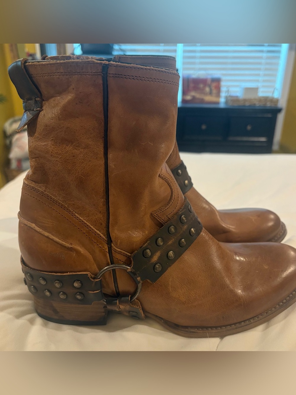 Freebird Brown Ramone Studded Harness Boot Size 10